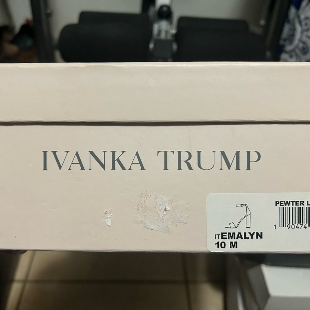 Ivanka Trump Metallic Silver Ankle-Strap Block Heels - Picture 4 of 4